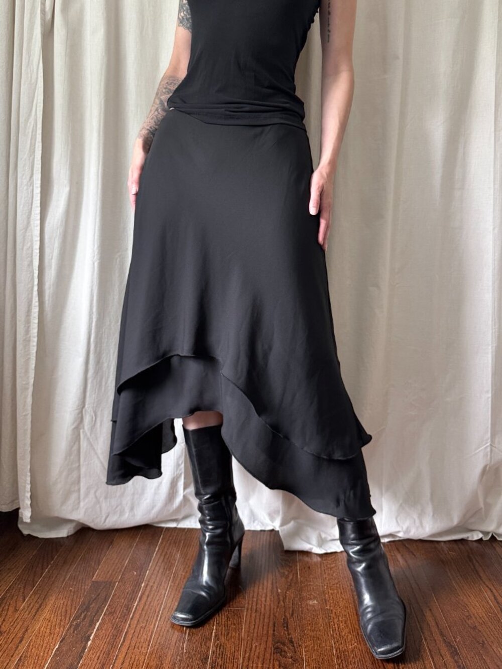 Sweet Society Black Asymmetrical Midi Skirt Women's Size Medium Whimsigoth Fairy